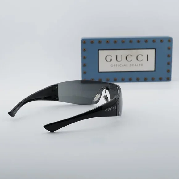 Gucci GG1958S 002 Sunglasses Shiny Dark Ruthenium Shield Frame, Grey Lenses Gucci GG1958S 002 Ruthenium Shield Sunglasses - eye-oo.com main image 4